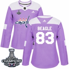 Women's Adidas Washington Capitals #83 Jay Beagle Authentic Purple Fights Cancer Practice 2018 Stanley Cup Final Champions NHL Jersey