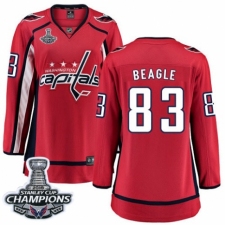 Women's Washington Capitals #83 Jay Beagle Fanatics Branded Red Home Breakaway 2018 Stanley Cup Final Champions NHL Jersey