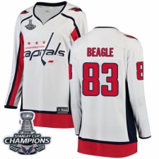Women's Washington Capitals #83 Jay Beagle Fanatics Branded White Away Breakaway 2018 Stanley Cup Final Champions NHL Jersey