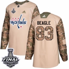 Youth Adidas Washington Capitals #83 Jay Beagle Authentic Camo Veterans Day Practice 2018 Stanley Cup Final NHL Jersey