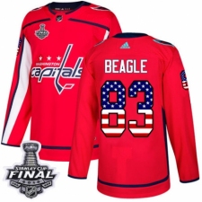 Youth Adidas Washington Capitals #83 Jay Beagle Authentic Red USA Flag Fashion 2018 Stanley Cup Final NHL Jersey