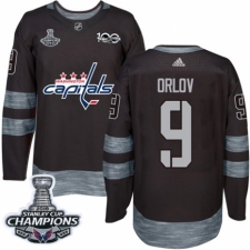 Men's Adidas Washington Capitals #9 Dmitry Orlov Authentic Black 1917-2017 100th Anniversary 2018 Stanley Cup Final Champions NHL Jersey
