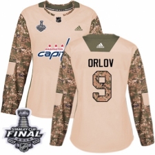 Women's Adidas Washington Capitals #9 Dmitry Orlov Authentic Camo Veterans Day Practice 2018 Stanley Cup Final NHL Jersey