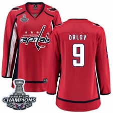 Women's Washington Capitals #9 Dmitry Orlov Fanatics Branded Red Home Breakaway 2018 Stanley Cup Final Champions NHL Jersey