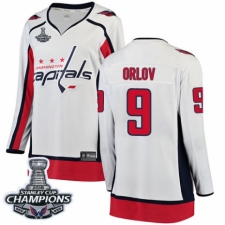 Women's Washington Capitals #9 Dmitry Orlov Fanatics Branded White Away Breakaway 2018 Stanley Cup Final Champions NHL Jersey