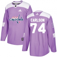 Youth Adidas Washington Capitals #74 John Carlson Authentic Purple Fights Cancer Practice NHL Jersey