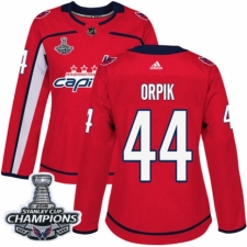 Women's Adidas Washington Capitals #44 Brooks Orpik Authentic Red Home 2018 Stanley Cup Final Champions NHL Jersey