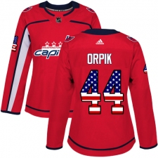 Women's Adidas Washington Capitals #44 Brooks Orpik Authentic Red USA Flag Fashion NHL Jersey