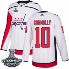 Men's Adidas Washington Capitals #10 Brett Connolly Authentic White Away 2018 Stanley Cup Final Champions NHL Jersey