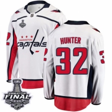 Men's Washington Capitals #32 Dale Hunter Fanatics Branded White Away Breakaway 2018 Stanley Cup Final NHL Jersey