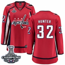 Women's Washington Capitals #32 Dale Hunter Fanatics Branded Red Home Breakaway 2018 Stanley Cup Final Champions NHL Jersey