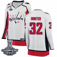Women's Washington Capitals #32 Dale Hunter Fanatics Branded White Away Breakaway 2018 Stanley Cup Final Champions NHL Jersey