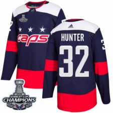 Youth Adidas Washington Capitals #32 Dale Hunter Authentic Navy Blue 2018 Stadium Series 2018 Stanley Cup Final Champions NHL Jersey