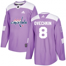 Men's Adidas Washington Capitals #8 Alex Ovechkin Authentic Purple Fights Cancer Practice NHL Jersey