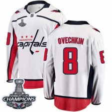 Men's Washington Capitals #8 Alex Ovechkin Fanatics Branded White Away Breakaway 2018 Stanley Cup Final Champions NHL Jersey