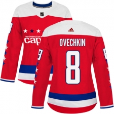 Women's Adidas Washington Capitals #8 Alex Ovechkin Authentic Red Alternate NHL Jersey