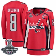 Women's Washington Capitals #8 Alex Ovechkin Fanatics Branded Red Home Breakaway 2018 Stanley Cup Final Champions NHL Jersey