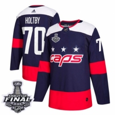 Men's Adidas Washington Capitals #70 Braden Holtby Authentic Navy Blue 2018 Stadium Series 2018 Stanley Cup Final NHL Jersey