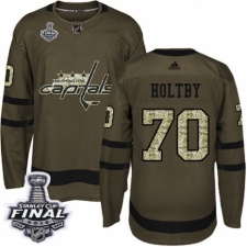 Youth Adidas Washington Capitals #70 Braden Holtby Authentic Green Salute to Service 2018 Stanley Cup Final NHL Jersey