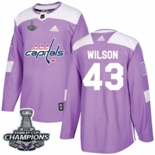 Men's Adidas Washington Capitals #43 Tom Wilson Authentic Purple Fights Cancer Practice 2018 Stanley Cup Final Champions NHL Jersey