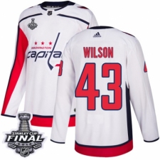 Men's Adidas Washington Capitals #43 Tom Wilson Authentic White Away 2018 Stanley Cup Final NHL Jersey