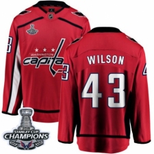 Youth Washington Capitals #43 Tom Wilson Fanatics Branded Red Home Breakaway 2018 Stanley Cup Final Champions NHL Jersey