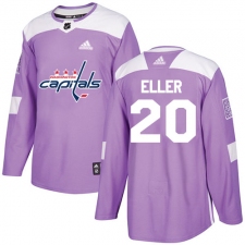 Men's Adidas Washington Capitals #20 Lars Eller Authentic Purple Fights Cancer Practice NHL Jersey