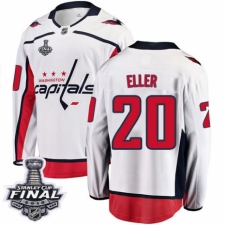 Men's Washington Capitals #20 Lars Eller Fanatics Branded White Away Breakaway 2018 Stanley Cup Final NHL Jersey