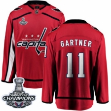Men's Washington Capitals #11 Mike Gartner Fanatics Branded Red Home Breakaway 2018 Stanley Cup Final Champions NHL Jersey