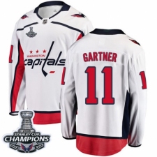 Men's Washington Capitals #11 Mike Gartner Fanatics Branded White Away Breakaway 2018 Stanley Cup Final Champions NHL Jersey
