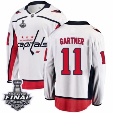 Men's Washington Capitals #11 Mike Gartner Fanatics Branded White Away Breakaway 2018 Stanley Cup Final NHL Jersey