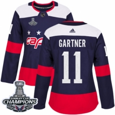Women's Adidas Washington Capitals #11 Mike Gartner Authentic Navy Blue 2018 Stadium Series 2018 Stanley Cup Final Champions NHL Jersey