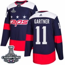 Youth Adidas Washington Capitals #11 Mike Gartner Authentic Navy Blue 2018 Stadium Series 2018 Stanley Cup Final Champions NHL Jersey