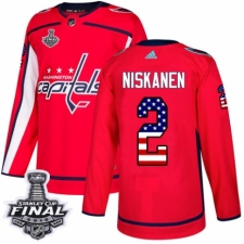 Men's Adidas Washington Capitals #2 Matt Niskanen Authentic Red USA Flag Fashion 2018 Stanley Cup Final NHL Jersey