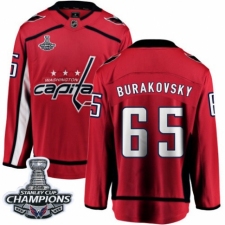 Men's Washington Capitals #65 Andre Burakovsky Fanatics Branded Red Home Breakaway 2018 Stanley Cup Final Champions NHL Jersey