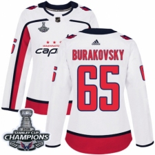 Women's Adidas Washington Capitals #65 Andre Burakovsky Authentic White Away 2018 Stanley Cup Final Champions NHL Jersey