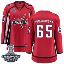 Women's Washington Capitals #65 Andre Burakovsky Fanatics Branded Red Home Breakaway 2018 Stanley Cup Final Champions NHL Jersey