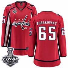 Women's Washington Capitals #65 Andre Burakovsky Fanatics Branded Red Home Breakaway 2018 Stanley Cup Final NHL Jersey