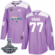 Men's Adidas Washington Capitals #77 T.J. Oshie Authentic Purple Fights Cancer Practice 2018 Stanley Cup Final Champions NHL Jersey
