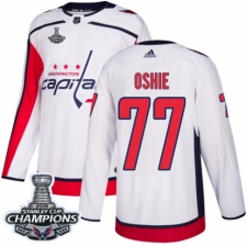 Men's Adidas Washington Capitals #77 T.J. Oshie Authentic White Away 2018 Stanley Cup Final Champions NHL Jersey