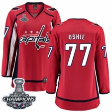 Women's Washington Capitals #77 T.J. Oshie Fanatics Branded Red Home Breakaway 2018 Stanley Cup Final Champions NHL Jersey