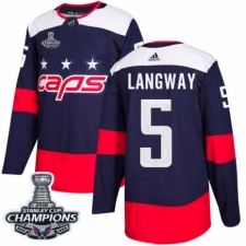 Men's Adidas Washington Capitals #5 Rod Langway Authentic Navy Blue 2018 Stadium Series 2018 Stanley Cup Final Champions NHL Jersey