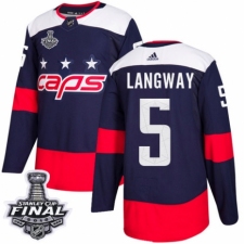 Men's Adidas Washington Capitals #5 Rod Langway Authentic Navy Blue 2018 Stadium Series 2018 Stanley Cup Final NHL Jersey