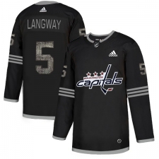 Men's Adidas Washington Capitals #5 Rod Langway Black 1 Authentic Classic Stitched NHL Jersey