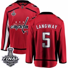 Men's Washington Capitals #5 Rod Langway Fanatics Branded Red Home Breakaway 2018 Stanley Cup Final NHL Jersey