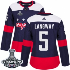 Women's Adidas Washington Capitals #5 Rod Langway Authentic Navy Blue 2018 Stadium Series 2018 Stanley Cup Final Champions NHL Jersey