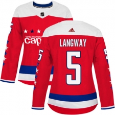 Women's Adidas Washington Capitals #5 Rod Langway Authentic Red Alternate NHL Jersey