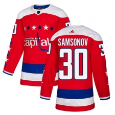Men's Adidas Washington Capitals #30 Ilya Samsonov Authentic Red Alternate NHL Jersey