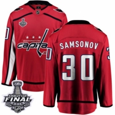 Men's Washington Capitals #30 Ilya Samsonov Fanatics Branded Red Home Breakaway 2018 Stanley Cup Final NHL Jersey