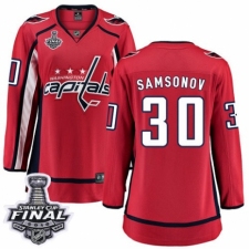 Women's Washington Capitals #30 Ilya Samsonov Fanatics Branded Red Home Breakaway 2018 Stanley Cup Final NHL Jersey